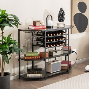 Borough Wharf Wine Bar Cabinet 3 Tier Industrial Wine Rack With Storage Shelves Holder Black 92cm H X 120cm W X 40cm D Borough Wharf Wine Bar Cabinet 3 Tier Industrial Wine Rack With Storage Shelves Holder Black 92cm H X 120cm W X 40cm D