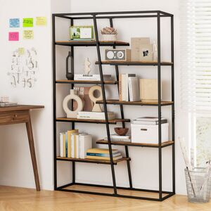 Borough Wharf Tall Bookshelf 7-Tier Industrial Etagere Bookcase Display Rack-Brown Brown 180cm H X 115cm W X 40cm D Borough Wharf Tall Bookshelf 7-Tier Industrial Etagere Bookcase Display Rack-Brown Brown 180cm H X 115cm W X 40cm D