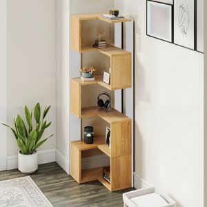 Borough Wharf 6-tier Corner Bookshelf - L-shaped Oak Bookcase 60x40x160cm Beige 160cm H X 60cm W X 40cm D Borough Wharf 6-tier Corner Bookshelf - L-shaped Oak Bookcase 60x40x160cm Beige 160cm H X 60cm W X 40cm D