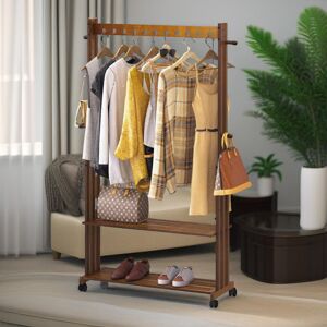 Borough Wharf Sparland Wooden Rolling Clothes Rail Garment Rack Shoe Organiser Open Wardrobe Bedroom Furniture Dark Brown Wood;Dark Brown Borough Wharf Sparland Wooden Rolling Clothes Rail Garment Rack Shoe Organiser Open Wardrobe Bedroom Furniture Dark Brown Wood;Dark Brown