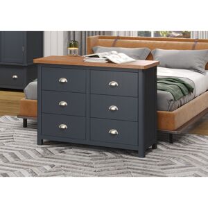 Marlow Home Co. Sato 6 Drawer 43.3Cm W Double Dresser Dark Gray;Natural 90cm H X 110cm W X 40cm D Marlow Home Co. Sato 6 Drawer 43.3Cm W Double Dresser Dark Gray;Natural 90cm H X 110cm W X 40cm D