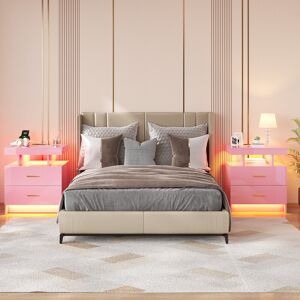 Metro Bookhart Manufactured Wood Bedside Table Pink/Gold 58cm H X 50cm W X 40cm D Metro Bookhart Manufactured Wood Bedside Table Pink/Gold 58cm H X 50cm W X 40cm D