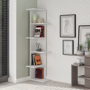 Zipcode Design Saso Corner Bookcase 5-Tier Storage Unit White 141cm H X 37cm W X 37cm D Zipcode Design Saso Corner Bookcase 5-Tier Storage Unit White 141cm H X 37cm W X 37cm D