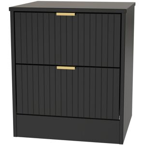 Canora Grey Barriner 2 Drawer Bedside Cabinet With Gold Handles (Ready Assembled) Deep Black/Black Matt 53cm H X 45cm W X 40cm D Canora Grey Barriner 2 Drawer Bedside Cabinet With Gold Handles (Ready Assembled) Deep Black/Black Matt 53cm H X 45cm W X 40cm D