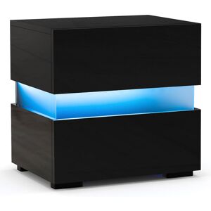 Metro LED Bedside Table Remote Control Nightstand With Drawers Black 45cm H X 45cm W X 35cm D Metro LED Bedside Table Remote Control Nightstand With Drawers Black 45cm H X 45cm W X 35cm D