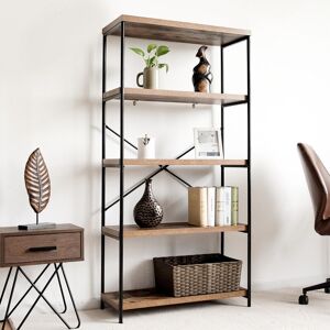 Borough Wharf 5-Tier Bookshelf Industrial Wood Bookcase Freestanding Display Rack Organizer Brown 159cm H X 79cm W X 35cm D Borough Wharf 5-Tier Bookshelf Industrial Wood Bookcase Freestanding Display Rack Organizer Brown 159cm H X 79cm W X 35cm D