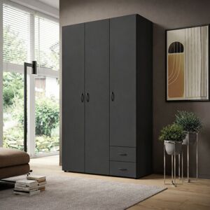 17 Stories Graphite Stella Trading Base Hinged Door Wardrobe – Sleek Storage Solution Graphite 176cm H X 121cm W X 51cm D 17 Stories Graphite Stella Trading Base Hinged Door Wardrobe – Sleek Storage Solution Graphite 176cm H X 121cm W X 51cm D