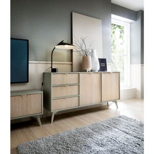 Fjørde & Co Agawam 158cm Wide 3 Drawer Sideboard Light Sage Matt/Oak Scandi 80cm H X 158cm W X 38cm D Fjørde & Co Agawam 158cm Wide 3 Drawer Sideboard Light Sage Matt/Oak Scandi 80cm H X 158cm W X 38cm D