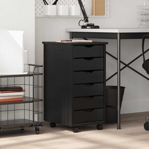 17 Stories Rolling Cabinet With Drawers MOSS Grey Solid Wood Pine Black 65.5cm H X 34cm W X 39cm D 17 Stories Rolling Cabinet With Drawers MOSS Grey Solid Wood Pine Black 65.5cm H X 34cm W X 39cm D