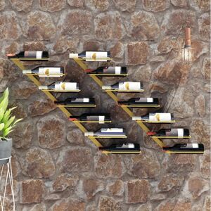 Rio Janesville 14 Bottle Wall Mounted Wine Rack Gold 72cm H X 88cm W X 8cm D Rio Janesville 14 Bottle Wall Mounted Wine Rack Gold 72cm H X 88cm W X 8cm D