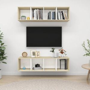 Ebern Designs Dreah TV Stand for TVs up to 88" white/brown 142.5 H cm