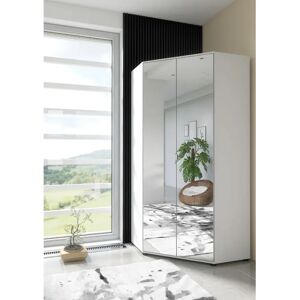 17 Stories Robbinsen 2 Door Wardrobe brown/white 200.0 H x 93.5 W x 42.0 D cm