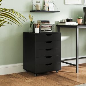 17 Stories 5 Drawer Chest Storage Wooden Dresser Rolling Storage Cabinet Mobile Organizer Black 64cm H X 49cm W X 40cm D 17 Stories 5 Drawer Chest Storage Wooden Dresser Rolling Storage Cabinet Mobile Organizer Black 64cm H X 49cm W X 40cm D