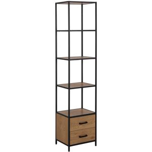 Mercury Mantz 185Cm H x 42Cm W Steel Cube Bookcase Black;Black;Oak 185cm H X 42cm W X 35cm D Mercury Mantz 185Cm H x 42Cm W Steel Cube Bookcase Black;Black;Oak 185cm H X 42cm W X 35cm D