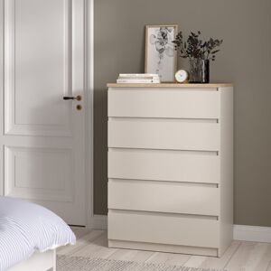17 Stories Takasha Chest of 5 Drawers in Cashmere Jackson Hickory Brown;White 111.3cm H X 77cm W X 50cm D 17 Stories Takasha Chest of 5 Drawers in Cashmere Jackson Hickory Brown;White 111.3cm H X 77cm W X 50cm D
