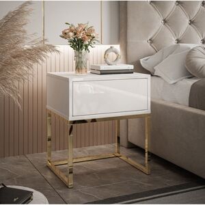 Canora Grey Aldair 1 Drawer Bedside Table Gold/White 50cm H X 45cm W X 37cm D Canora Grey Aldair 1 Drawer Bedside Table Gold/White 50cm H X 45cm W X 37cm D