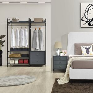 Swish Furniture Alva Open Wardrobe With 2 Drawers 3 Piece Bedroom Set Dark Grey Swish Furniture Alva Open Wardrobe With 2 Drawers 3 Piece Bedroom Set Dark Grey