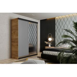 Latitude Run Modern Large 2 Door Wardrobe Brown/White 200cm H X 138cm W X 59cm D Latitude Run Modern Large 2 Door Wardrobe Brown/White 200cm H X 138cm W X 59cm D
