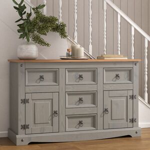 Brambly Cottage Kacey 125 Cm Wide 5 Drawer Pine Solid Wood Sideboard Grey 76cm H X 125cm W X 40cm D Brambly Cottage Kacey 125 Cm Wide 5 Drawer Pine Solid Wood Sideboard Grey 76cm H X 125cm W X 40cm D