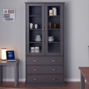 August Grove Pierro 90 cm Display Cabinet FSC - Pine Solid Wood Grey/Sepia 190cm H X 90cm W X 39cm D August Grove Pierro 90 cm Display Cabinet FSC - Pine Solid Wood Grey/Sepia 190cm H X 90cm W X 39cm D