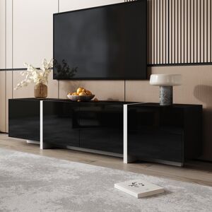 Metro Modern High-Gloss Tv Stand - Black & White 170Cm Media Unit Black 75" Metro Modern High-Gloss Tv Stand - Black & White 170Cm Media Unit Black 75"