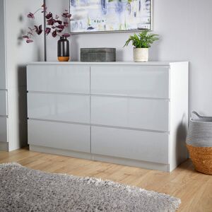 17 Stories Rishin 6 Drawer High Gloss Chest Storage Unit Grey 72cm H X 120cm W X 40cm D 17 Stories Rishin 6 Drawer High Gloss Chest Storage Unit Grey 72cm H X 120cm W X 40cm D