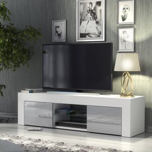 Metro 130cm Tv Unit - Sideboard Cabinet With High Gloss Doors For Living Room White/Grey 48" Metro 130cm Tv Unit - Sideboard Cabinet With High Gloss Doors For Living Room White/Grey 48"