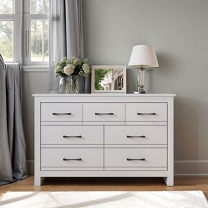 17 Stories Limestone 7 - Drawer Chest of Drawers White 76.6cm H X 119cm W X 35.3cm D 17 Stories Limestone 7 - Drawer Chest of Drawers White 76.6cm H X 119cm W X 35.3cm D
