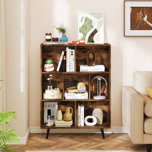 George Oliver 7-Cube Bookcase Mid Century Modern Storage Organizer-Brown Brown 107cm H X 80cm W X 24cm D George Oliver 7-Cube Bookcase Mid Century Modern Storage Organizer-Brown Brown 107cm H X 80cm W X 24cm D