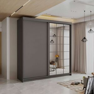 Latitude Run Latvia Sliding Wardrobe - White, Black, Grey, Votan Oak (200cm & 250cm) Grey 217cm H X 200cm W X 62cm D Latitude Run Latvia Sliding Wardrobe - White, Black, Grey, Votan Oak (200cm & 250cm) Grey 217cm H X 200cm W X 62cm D