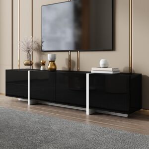 Latitude Run Tv Stand With 4 Doors And 1 Drawer Black/White 75" Latitude Run Tv Stand With 4 Doors And 1 Drawer Black/White 75"