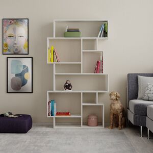 Zipcode Design Sandra Bookcase Asymmetric Freestanding Bookcase with 10 Compartments Ancient White 427.99cm H X 243.84cm W X 64.77cm D Zipcode Design Sandra Bookcase Asymmetric Freestanding Bookcase with 10 Compartments Ancient White 427.99cm H X 243.84cm W X 64.77cm D