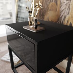 Metro Asana 1 Drawer Bedside Table Black 52cm H X 45cm W X 37cm D Metro Asana 1 Drawer Bedside Table Black 52cm H X 45cm W X 37cm D