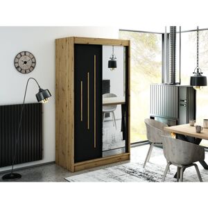 Union Rustic Limnia 2 Door Manufactured Wood Wardrobe Artisan/Black Matte 200 H x 120 W x 62 D cm Union Rustic Limnia 2 Door Manufactured Wood Wardrobe Artisan/Black Matte 200 H x 120 W x 62 D cm