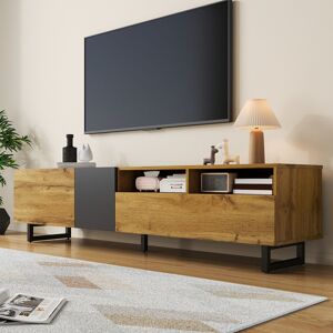 Borough Wharf Industrial Tv Stand With Flip-Down Door - 170Cm Media Unit Brown Wood 75" Borough Wharf Industrial Tv Stand With Flip-Down Door - 170Cm Media Unit Brown Wood 75"