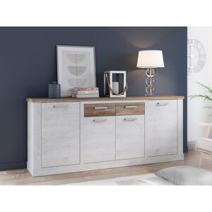 Gracie Oaks Nuzzo 212.8cm Wide 2 Drawer Sideboard Pinia White 212.9cm W Gracie Oaks Nuzzo 212.8cm Wide 2 Drawer Sideboard Pinia White 212.9cm W