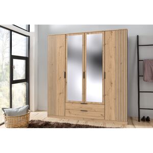 17 Stories Nameer 4 Door Manufactured Wood Wardrobe Oak 199cm H X 180cm W X 58cm D 17 Stories Nameer 4 Door Manufactured Wood Wardrobe Oak 199cm H X 180cm W X 58cm D