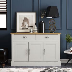Brambly Cottage Sufy Octave Wide 3 Door 2 Drawer Sideboard Light Grey 74.1cm H X 112.8cm W X 39.5cm D Brambly Cottage Sufy Octave Wide 3 Door 2 Drawer Sideboard Light Grey 74.1cm H X 112.8cm W X 39.5cm D