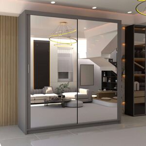 Latitude Run Elegent Carino Sliding Door Wardrobe with Mirror – Space-Saving Bedroom Storage in 6 Sizes & 6 Colours Grey 217cm H x 203cm W x 62cm D Latitude Run Elegent Carino Sliding Door Wardrobe with Mirror – Space-Saving Bedroom Storage in 6 Sizes & 6 Colours Grey 217cm H x 203cm W x 62cm D