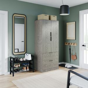 17 Stories 2 Door 2 Drawer Minimalist Bedroom Wardrobe Storage & Hanging Rail 180cm Cedar Grey 454.66cm H X 187.96cm W X 50cm D 17 Stories 2 Door 2 Drawer Minimalist Bedroom Wardrobe Storage & Hanging Rail 180cm Cedar Grey 454.66cm H X 187.96cm W X 50cm D