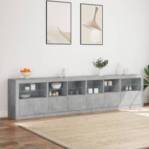 Metro Lane Sideboard With LED Lights Brown Oak 283X37x67 Cm Concrete Grey 67cm H X 283cm W X 37cm D Metro Lane Sideboard With LED Lights Brown Oak 283X37x67 Cm Concrete Grey 67cm H X 283cm W X 37cm D