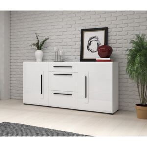 Wade Logan Aimes 180 Cm Wide 3 Drawer Highboard White Glossy 86cm H X 180cm W X 39cm D Wade Logan Aimes 180 Cm Wide 3 Drawer Highboard White Glossy 86cm H X 180cm W X 39cm D