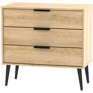 Norden Home Fully Assembled Euart 3 Drawer Chest Oak/Black 74cm H X 76.5cm W X 39.5cm D Norden Home Fully Assembled Euart 3 Drawer Chest Oak/Black 74cm H X 76.5cm W X 39.5cm D