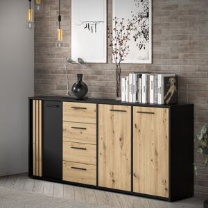Latitude Run 3 Door, 4 Drawer Large Sideboard, 179,4 cm W x 82,3 cm H x 34 ,3 cm D Black/Black/Beige 70.1cm H X 32.1cm W X 13.4cm D Latitude Run 3 Door, 4 Drawer Large Sideboard, 179,4 cm W x 82,3 cm H x 34 ,3 cm D Black/Black/Beige 70.1cm H X 32.1cm W X 13.4cm D