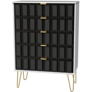 Canora Grey Fully Assembled Aliannah 5 - Drawer Chest of Drawers Deep Black 107.5cm H X 76.5cm W X 41.5cm D Canora Grey Fully Assembled Aliannah 5 - Drawer Chest of Drawers Deep Black 107.5cm H X 76.5cm W X 41.5cm D