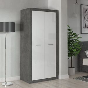 Ebern Designs Jamiyah 2 Door Wardrobe Dark Gray/Glossy White 197cm H X 91.3cm W X 53.5cm D Ebern Designs Jamiyah 2 Door Wardrobe Dark Gray/Glossy White 197cm H X 91.3cm W X 53.5cm D