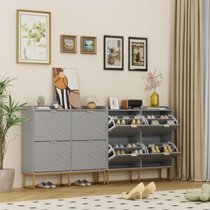 Fairmont Park 20 Pair 4 Flip Drawers Shoe Storage Cabinet Grey 20 Fairmont Park 20 Pair 4 Flip Drawers Shoe Storage Cabinet Grey 20
