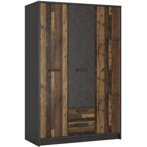 Union Rustic Demir 3 Door Wardrobe Black/Brown 196cm H X 128cm W X 60cm D Union Rustic Demir 3 Door Wardrobe Black/Brown 196cm H X 128cm W X 60cm D