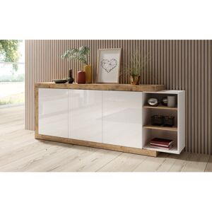 Ebern Designs Sintra Sideboard 220 Cm Wide White Gloss;Samdal Oak 86cm H X 220cm W X 40cm D Ebern Designs Sintra Sideboard 220 Cm Wide White Gloss;Samdal Oak 86cm H X 220cm W X 40cm D
