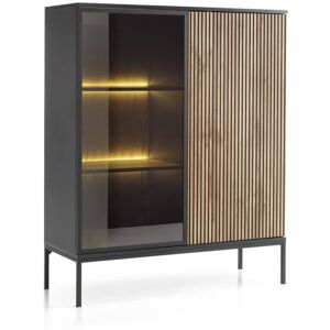 Metro Sleek Sophistication: Delianys Highboard Cabinet with Illuminated Display Red 126cm H X 104cm W X 39cm D Metro Sleek Sophistication: Delianys Highboard Cabinet with Illuminated Display Red 126cm H X 104cm W X 39cm D